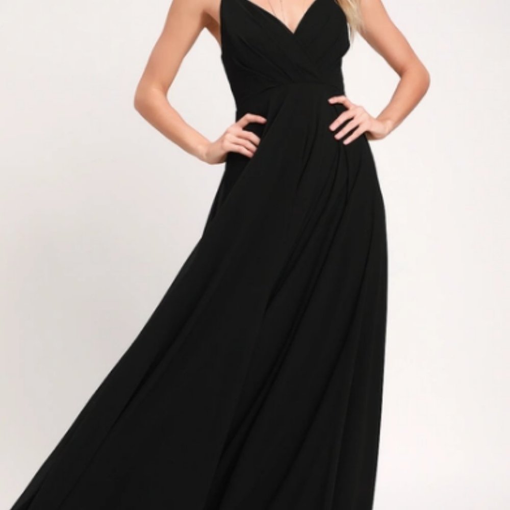 Lulu's All About Love Bridesmaid Dress in Black M